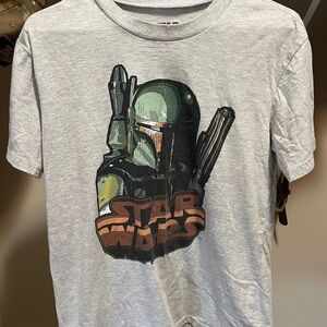 Star Wars Gray Tee with Boba Fett Graphic